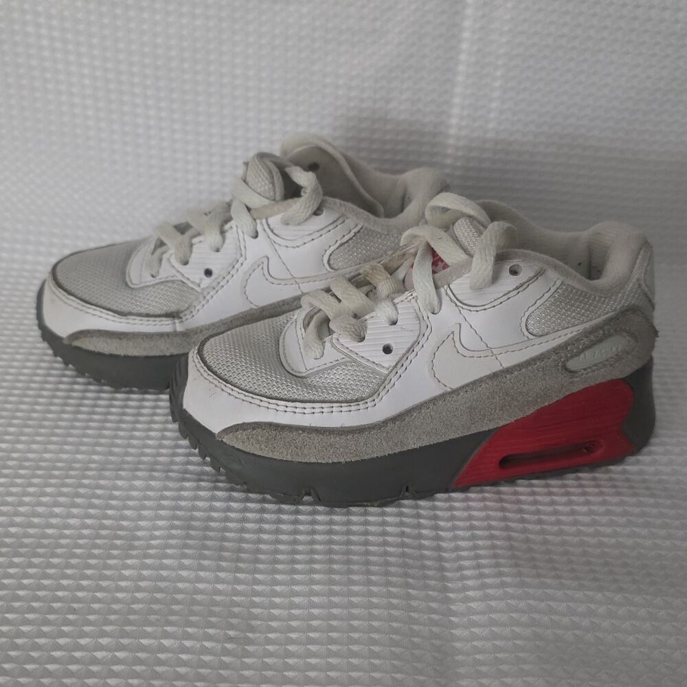 Nike Air Max 90 (TD) Toddler Shoes size 9c White Silver Pewter CD6868-116 kids
